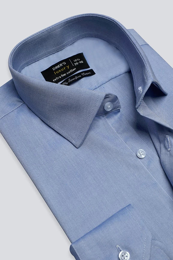 Blue Textured Formal Shirt