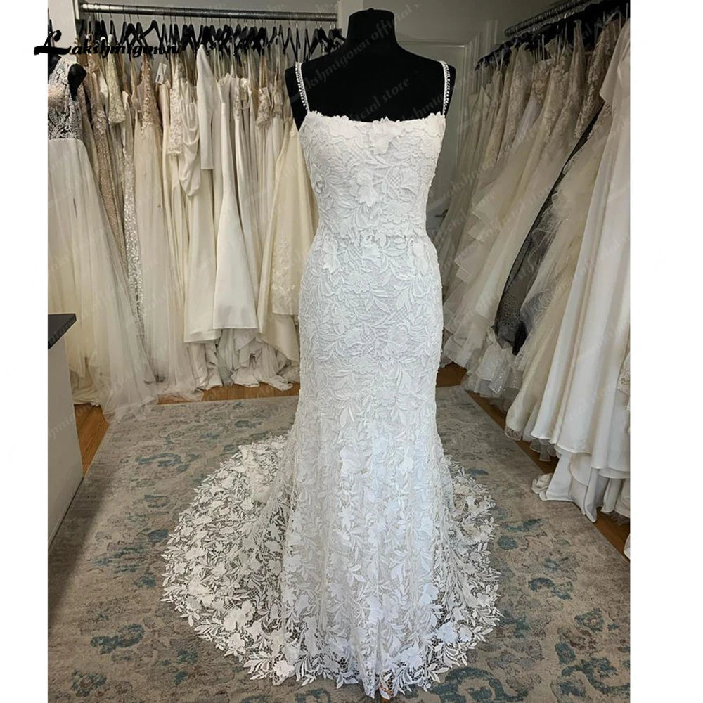 Roycebridal Lace Mermaid Wedding Dress Scoop Neck Lace Applique Spaghetti Straps Bridal Gown Court Train Civil Robe De Mariée Roycebridal Lace Mermaid Wedding Dress Scoop Neck Lace Applique Spaghetti Straps Bridal Gown Court Train Civil Robe De Mariée