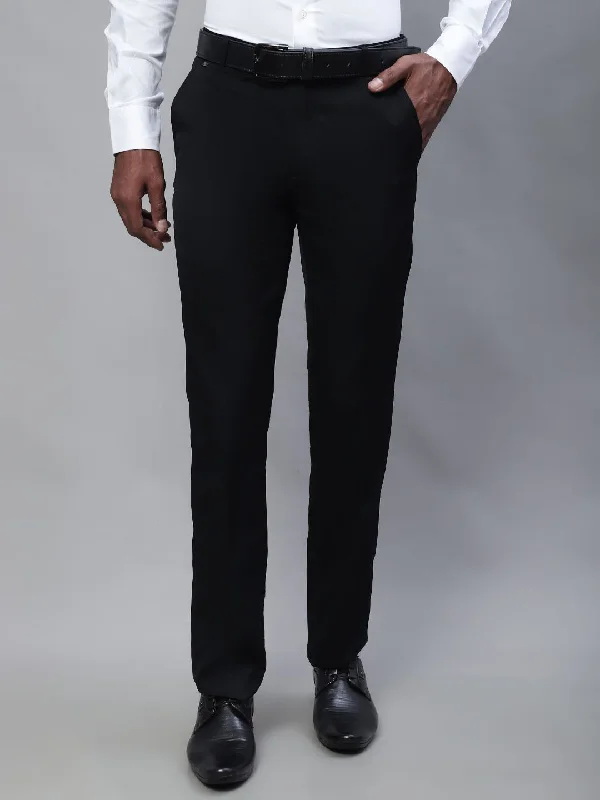 Men's Relaxed-Fit Pants for ComfortMen's Formal Flat front Black  Trousers