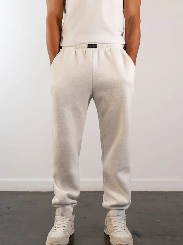 Men's Velcro-Closure Pants for ConvenienceLabel Relaxed Sweatpants - Marl White
