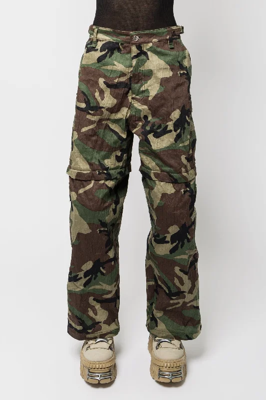 Men's Pants with Zippered PocketsVetements Metalized Wrinkled Cargo Pants