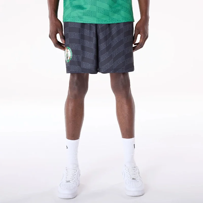 Men's Pants with Shallow PocketsBoston Celtics NBA All Over Print Graphic Black Shorts