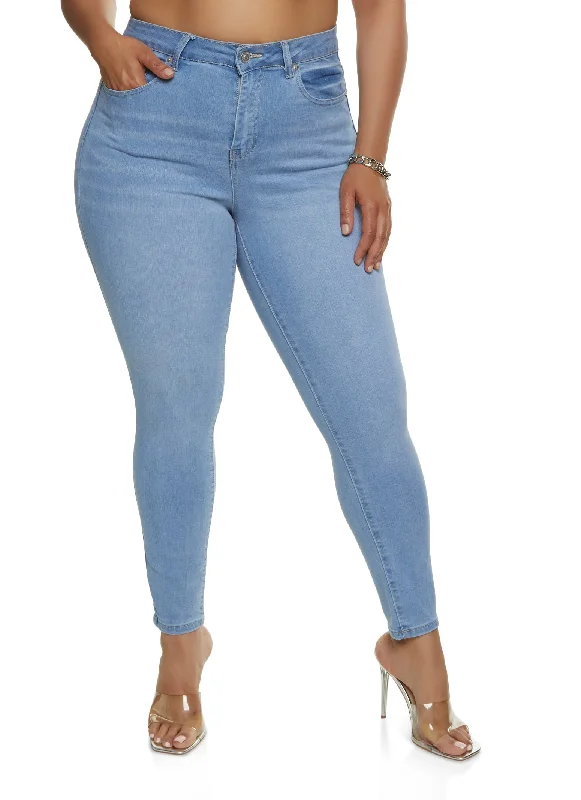 High-Waisted Bootcut Men's JeansPlus Size WAX Basic High Rise Skinny Jeans