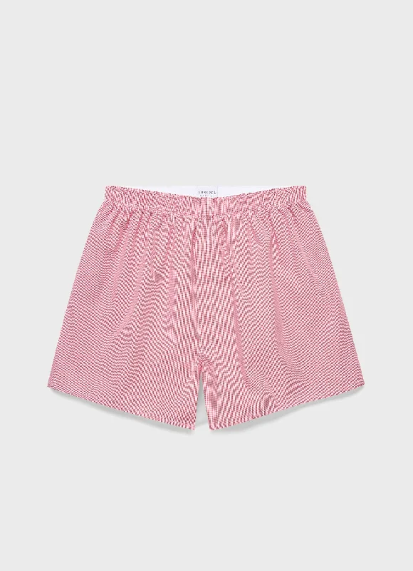 Men's Pants with Zippered PocketsMen's Classic Boxer Shorts in Red Micro Gingham
