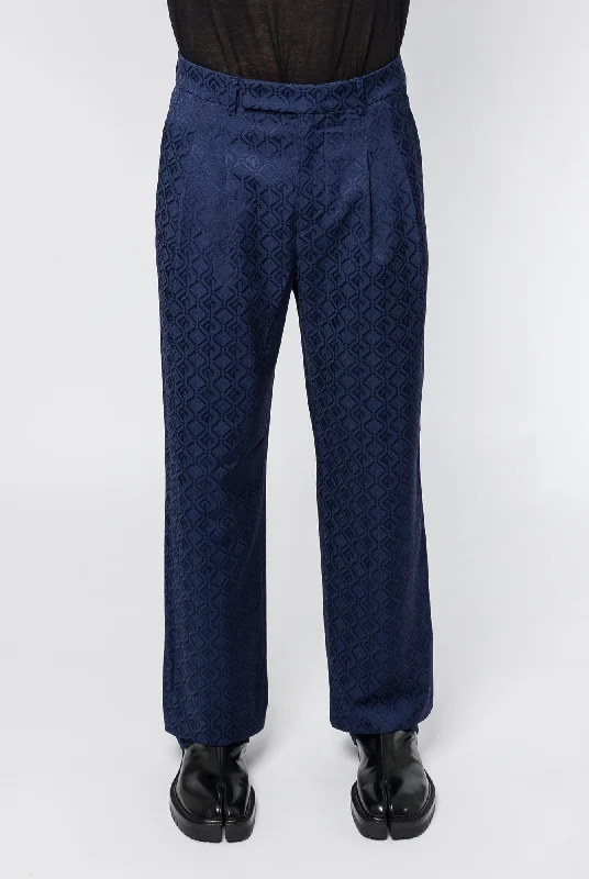 Men's Pants with Reflective Stripes for SafetyMarine Serre Moon Diamond Jacquard Tailoring Wide Pleated Trousers Men's Pants with Reflective Stripes for SafetyMarine Serre Moon Diamond Jacquard Tailoring Wide Pleated Trousers