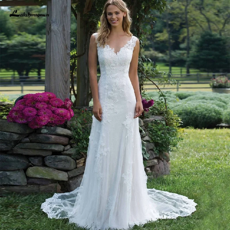 Roycebridal Lakshmigown Vintage Lace Little Mermaid Wedding Dress 2021 Sheer Illusion Sexy Bridal Dress Vestidos Largos Country Wedding Gown Roycebridal Lakshmigown Vintage Lace Little Mermaid Wedding Dress 2021 Sheer Illusion Sexy Bridal Dress Vestidos Largos Country Wedding Gown