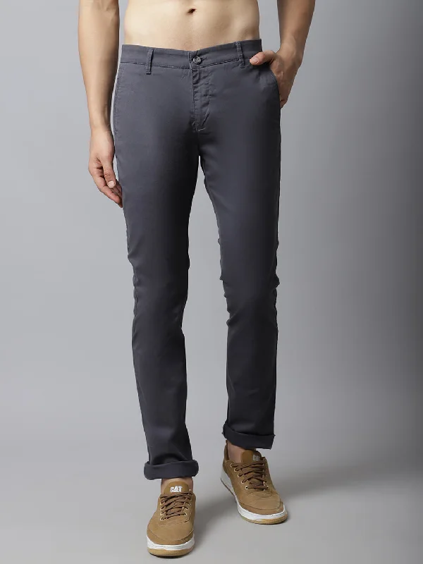 Layered Men's OverallsMen's Casual Flat front Dark Grey  Trousers