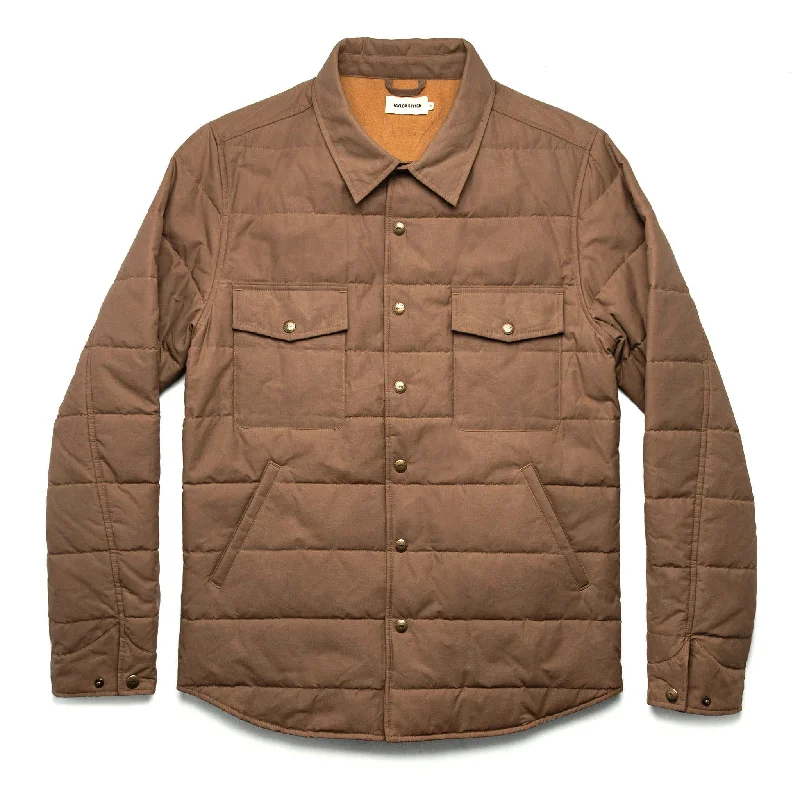 Men's Coats with Contrast StitchingThe Garrison Shirt Jacket in British Khaki Dry Wax
