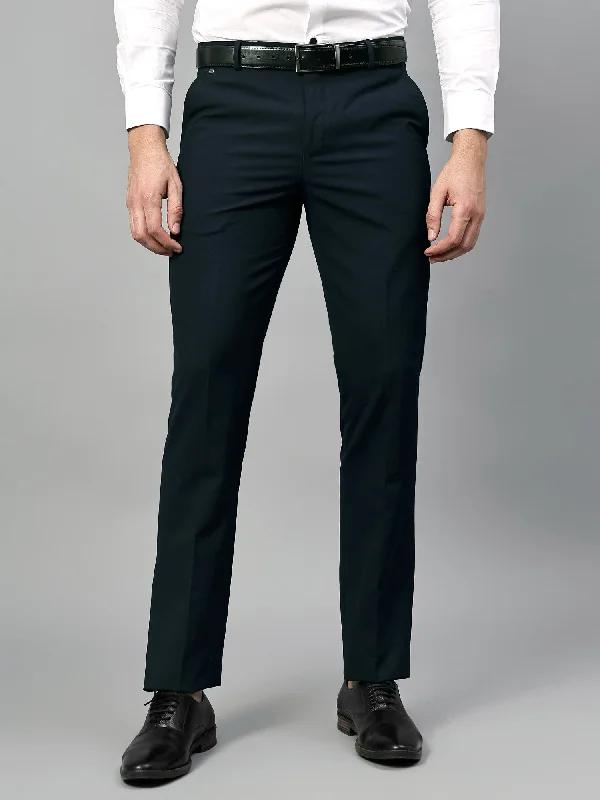 Layered Men's OverallsMen's Formal Flat front Navy Blue  Trousers