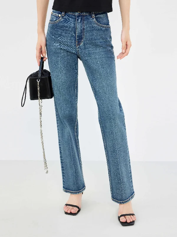 Elegant Straight-Leg Men's JeansHigh Rise Straight Jeans