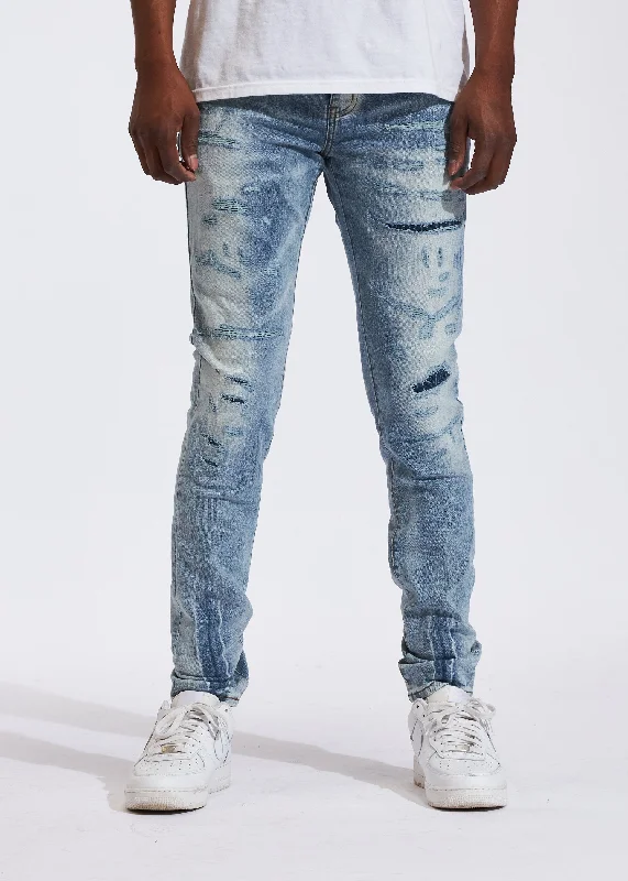 Leather Patch Embellished Men's JeansAtlantic Denim (Light Distress)