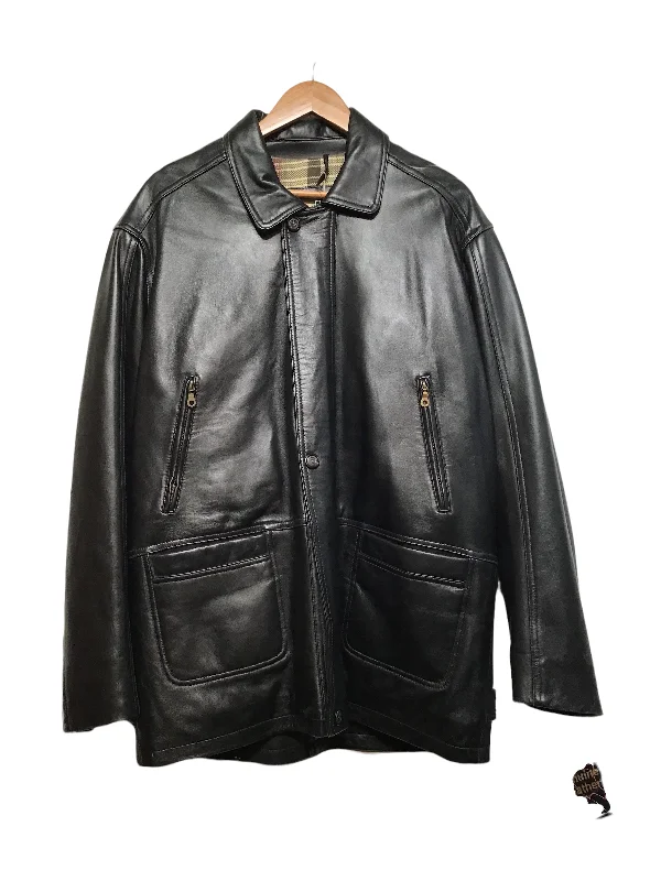 Men's Coats for Short MenBlack Leather Coat (Size XL)