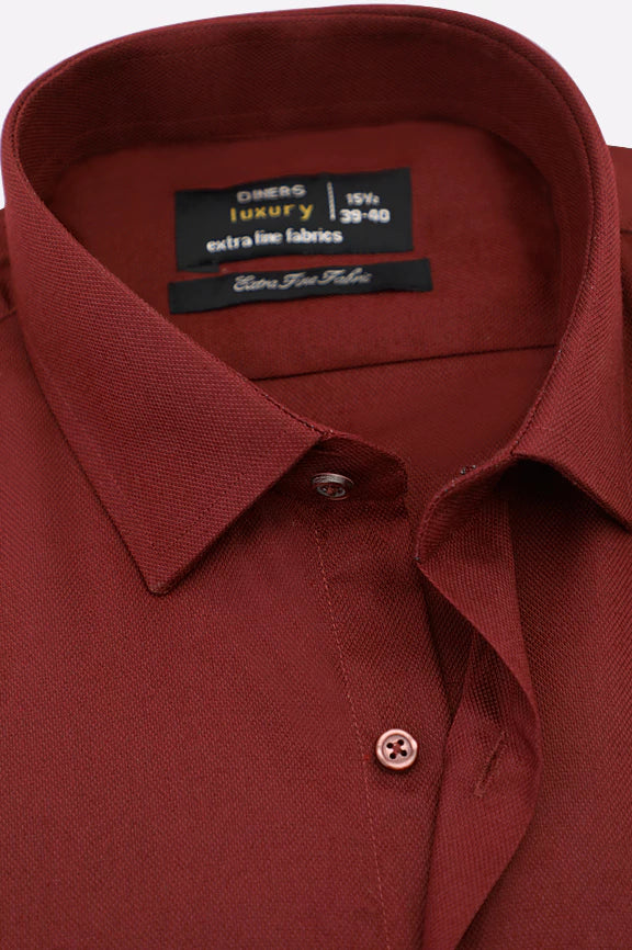 Maroon Dobby Textured Formal Shirt