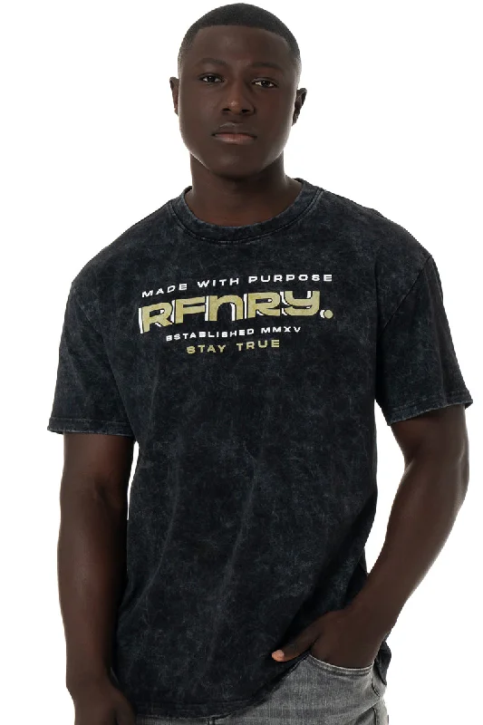 Men's Shirts with French CuffsStatement Acid Wash T-Shirt _ 147309 _ Black