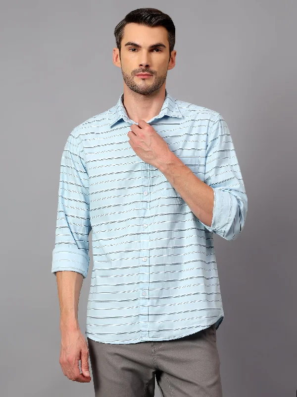 Men's Sleeveless Shirts for Summer ComfortMen's Sky Blue Casual Horizontal Stripe Print Full Sleeve Shirt Men's Sleeveless Shirts for Summer ComfortMen's Sky Blue Casual Horizontal Stripe Print Full Sleeve Shirt