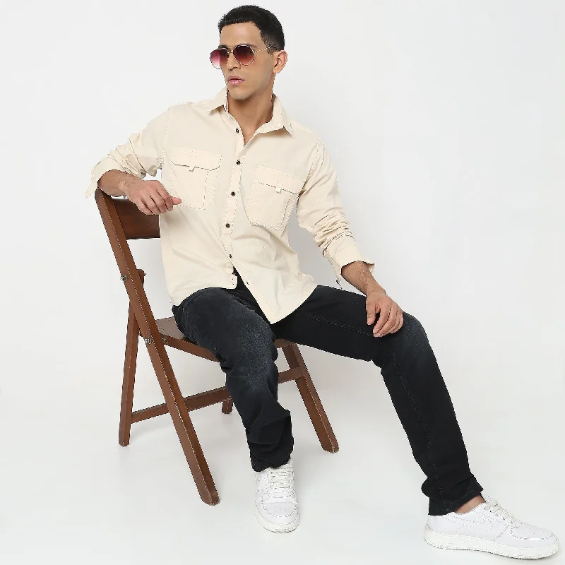 Men's Dressy Casual Shirts for Smart-Casual EventsRegular Fit Solid Shirt