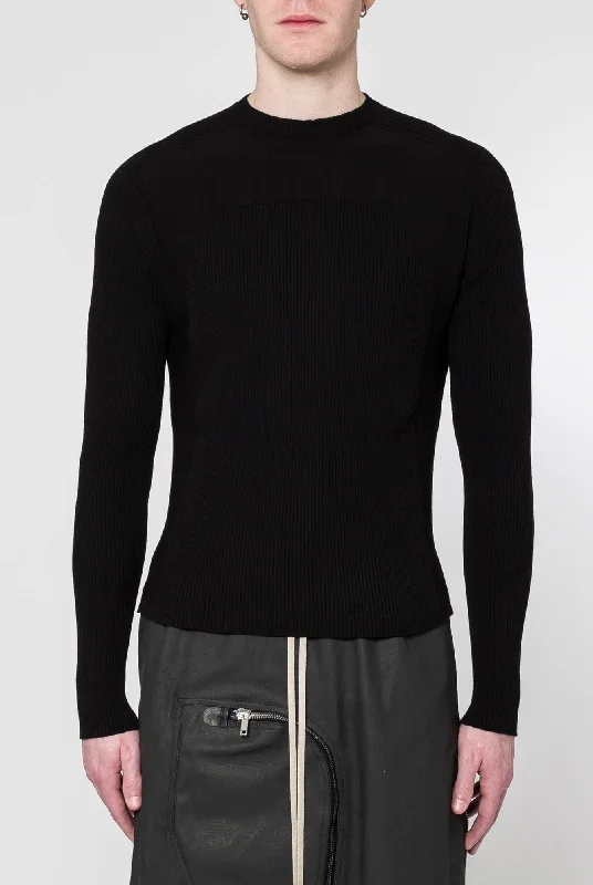 Men's Pants with Button-CuffsRick Owens Ribbed Geo Sweater in Black