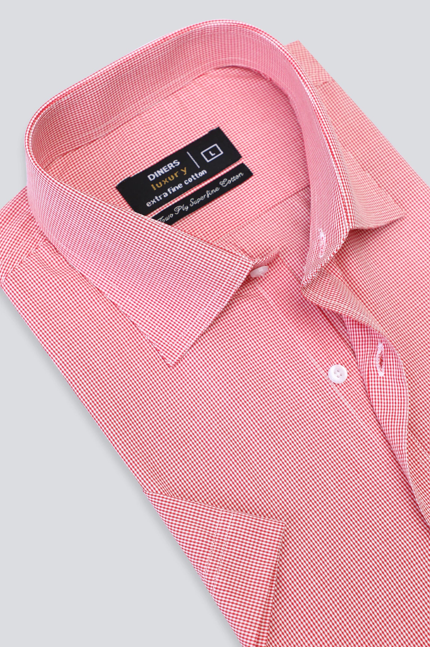 Red Houndstooth Formal Shirt (Half Sleeves)