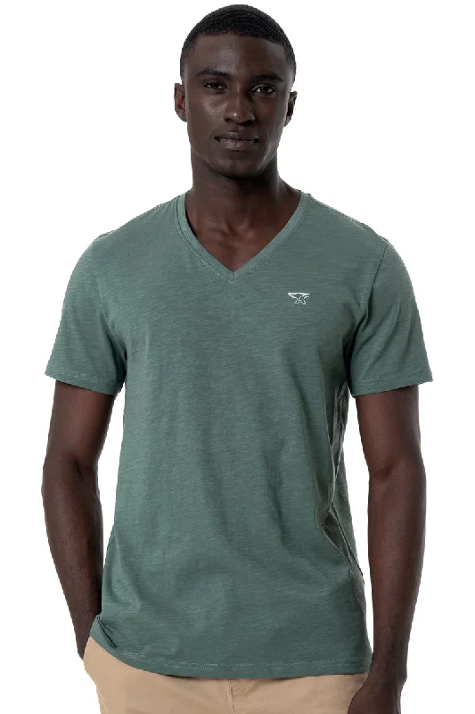 Men's Shirts with Surplice HemlinesV-Neck T-Shirt _ 145358 _ Fatigue