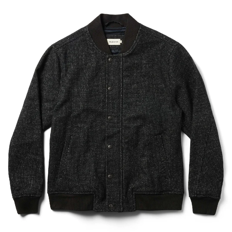 Men's Coats with Convertible CollarsThe Bomber Jacket in Charcoal Wool