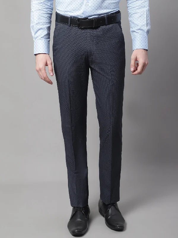 Men's Pants with Embroidered DesignsMen's Regular fit Flat front Navy Blue Houndstooth Trousers Men's Pants with Embroidered DesignsMen's Regular fit Flat front Navy Blue Houndstooth Trousers