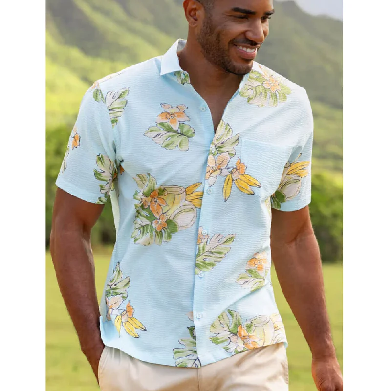 Men's Wrinkle-Free Shirts for Easy CareTori Richard Hua Nui Cotton Pucket Lawn Camp Shirt - Blue Men's Wrinkle-Free Shirts for Easy CareTori Richard Hua Nui Cotton Pucket Lawn Camp Shirt - Blue