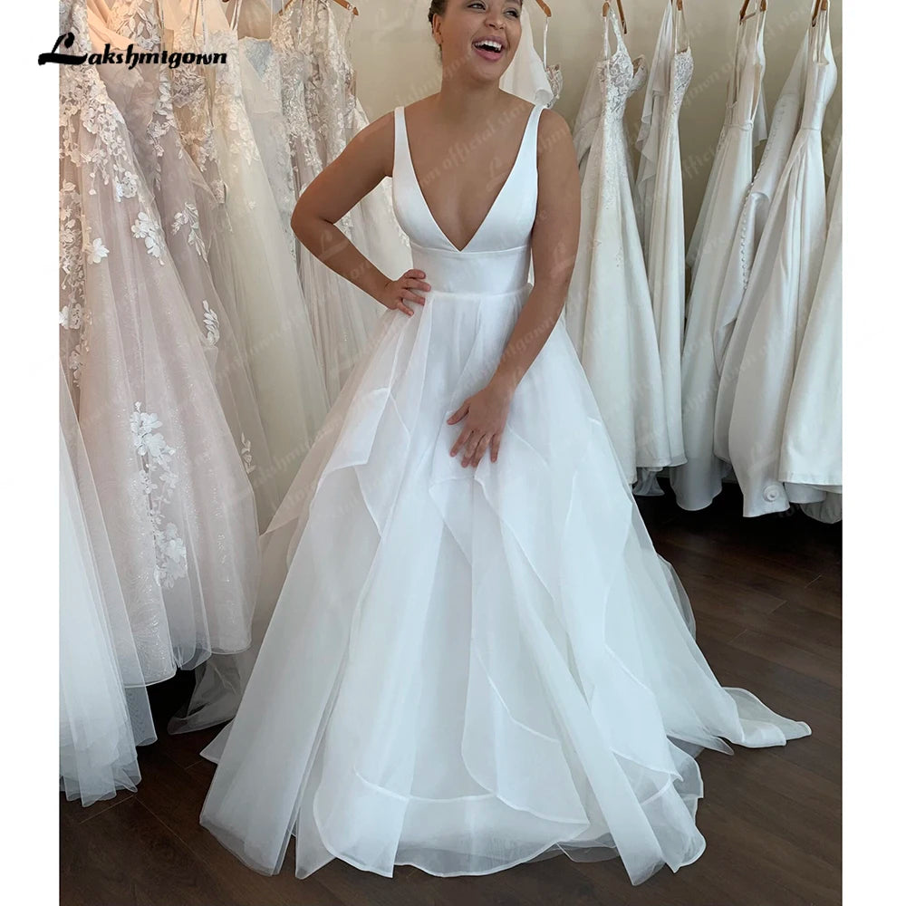Roycebridal Ivory Ruffles Bridal Wedding Gowns 2025 Vestidos De Novia Boda Civil Women Boho Deep V Wedding Dresses Roycebridal Ivory Ruffles Bridal Wedding Gowns 2025 Vestidos De Novia Boda Civil Women Boho Deep V Wedding Dresses