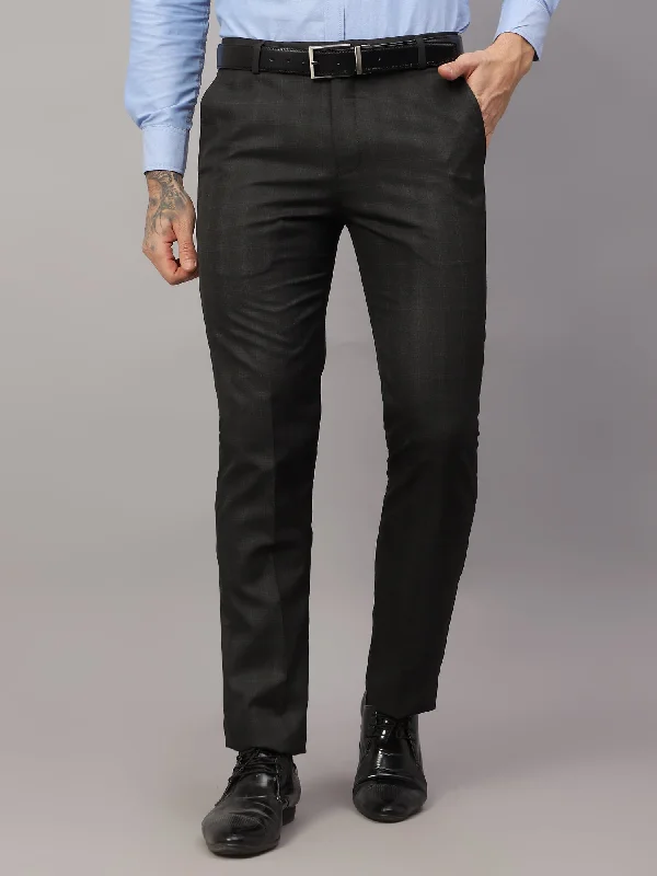 Men's Pants with Ripped and Distressed DetailsMen's Formal Flat front Dark Grey Checks Trousers Men's Pants with Ripped and Distressed DetailsMen's Formal Flat front Dark Grey Checks Trousers