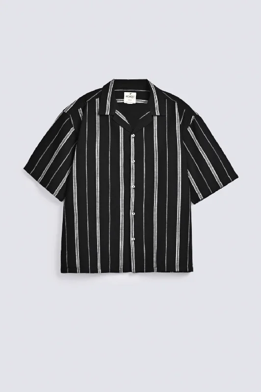Men's Patterned Dress Casual Shirts for Smart-Casual EventsBOXY FIT RESORT COLLAR STRIPED SHIRT Men's Patterned Dress Casual Shirts for Smart-Casual EventsBOXY FIT RESORT COLLAR STRIPED SHIRT