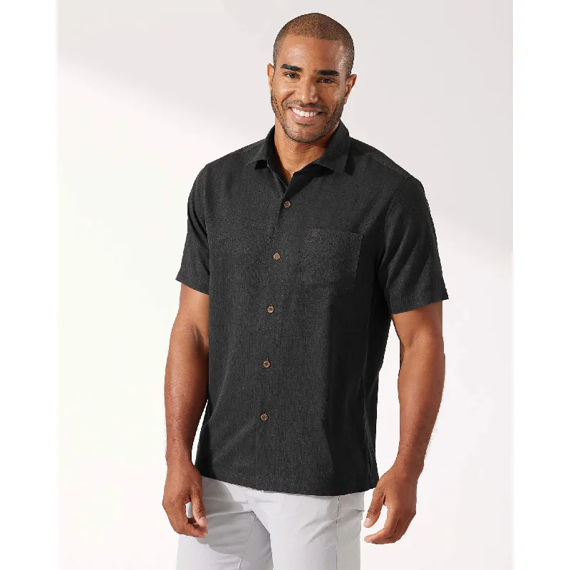 Men's Short-Sleeve Shirts for Warm WeatherTommy Bahama Coastal Breeze Check Camp Shirt - Black* Men's Short-Sleeve Shirts for Warm WeatherTommy Bahama Coastal Breeze Check Camp Shirt - Black*