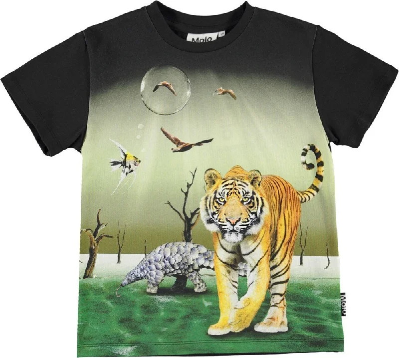 Elegant Men's Dress ShirtsBlack Roxo Animal Graphic T-Shirt
