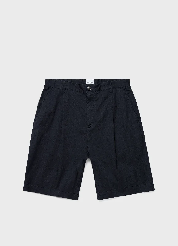Men's Zippered Pants for SecurityMen's Pleated Twill Short in Navy