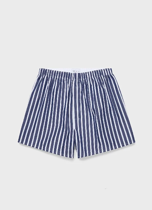 Men's Patterned Pants with StripesMen's Classic Boxer Shorts in Navy/White