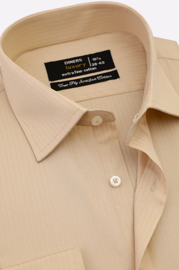 Fawn Self Striped Formal Shirt