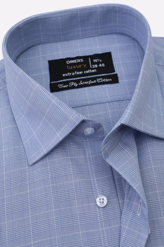 Blue Glen Plaid Check Formal Shirt