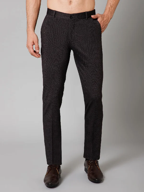 Men's Pants with Contrast WaistbandsMen's Formal Flat front Black  Trousers