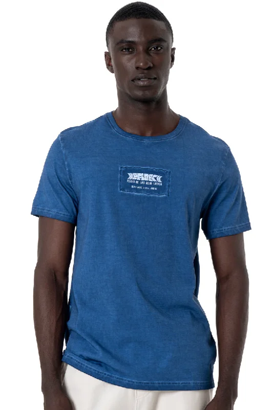 Men's Shirts with Lace-Up HemlinesDirty Dye T-Shirt _ 145403 _ Navy
