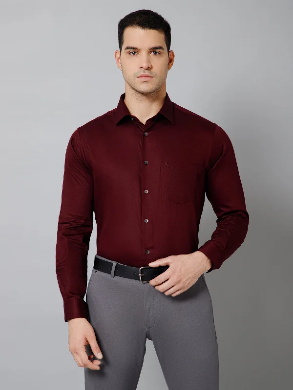 Men's Oxford Shirts for a Preppy StyleMen's Maroon Party Plain Full Sleeve Shirt