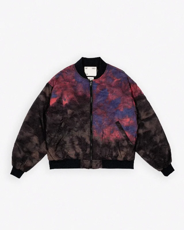 Casual Men's Bomber JacketsBomber Tie Dye Nylon Coral