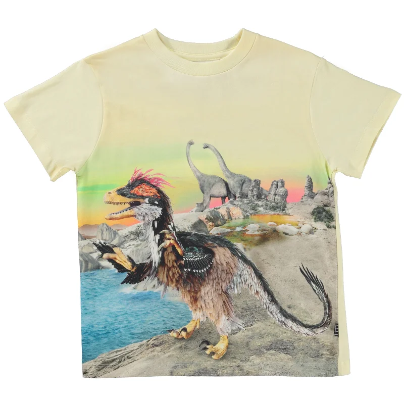Warm Men's Fleece-Lined TopsRame Yellow Sky Dino T-Shirt