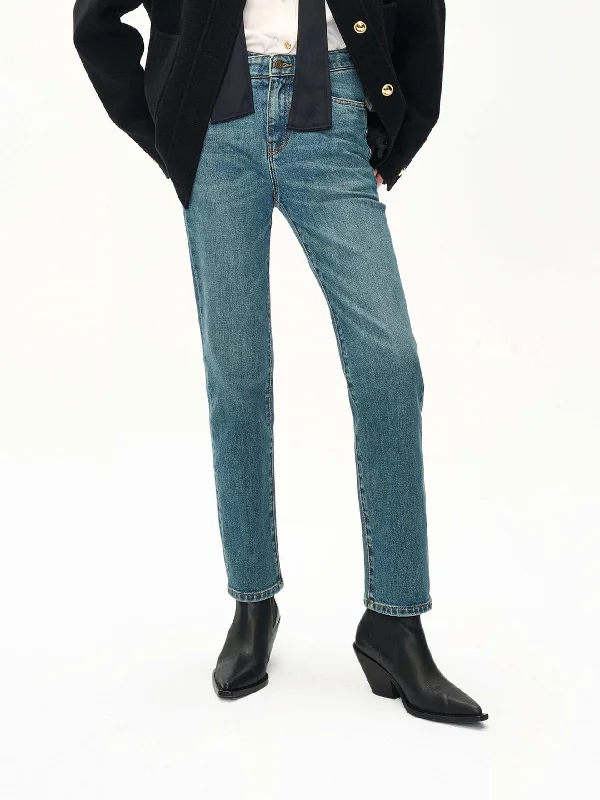 Dark Wash Men's JeansAsymmetric Waist Ankle Jeans