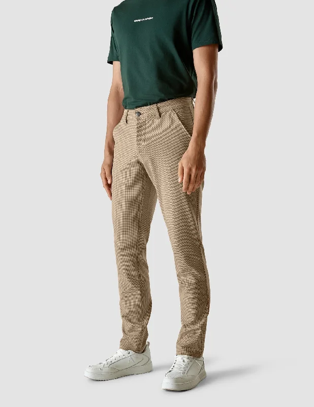 Men's Drawstring Pants for AdjustabilityEssential Pants Slim Plaid Khaki