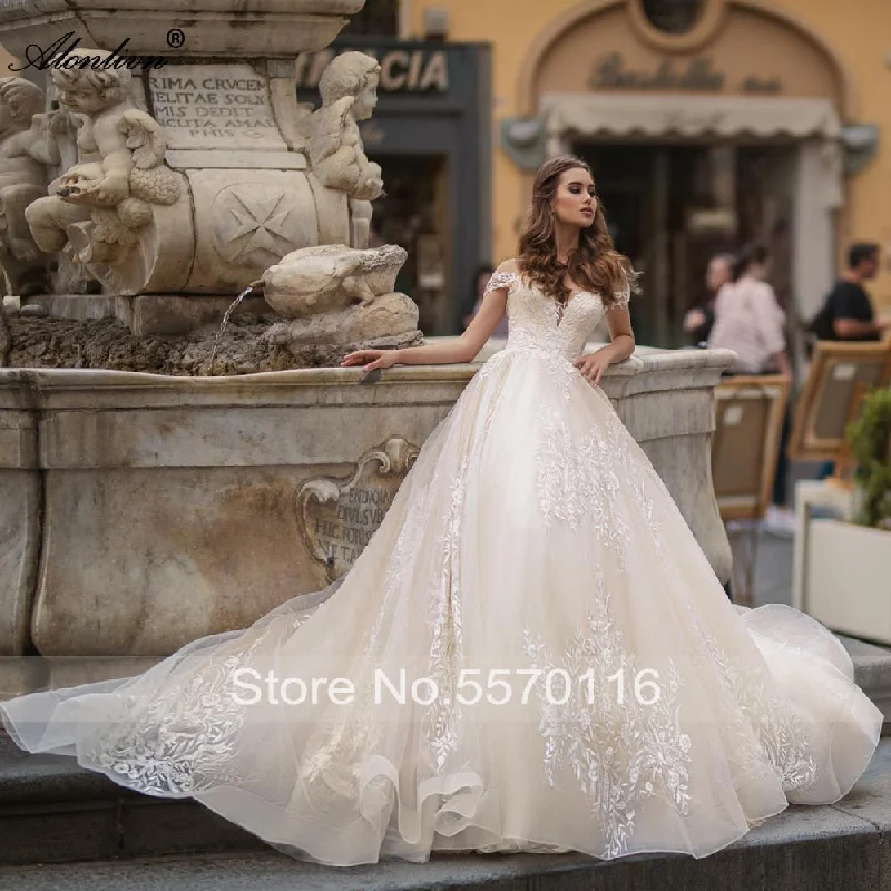 Alonlivn Beauty Lace Ball Gown Wedding Gowns Sweetheart Delicate Off Shoulder Bridal Dresses Alonlivn Beauty Lace Ball Gown Wedding Gowns Sweetheart Delicate Off Shoulder Bridal Dresses