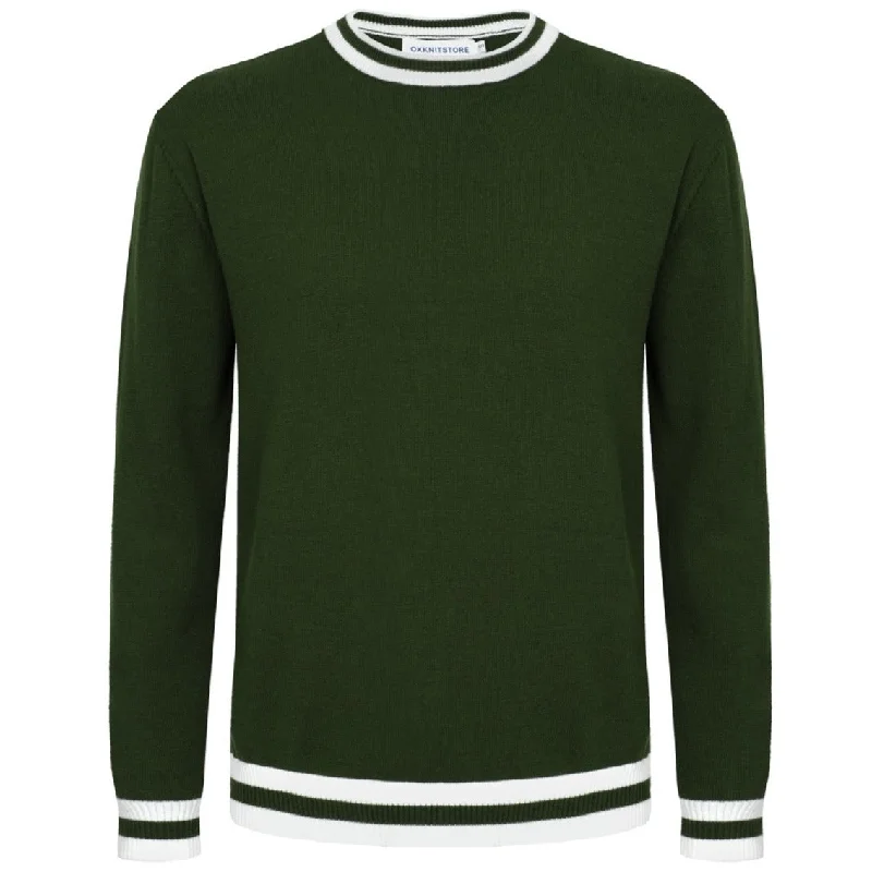 Men's Shirts with Tab CollarsMen's Army Green Knitted Long Sleeve Solid T-Shirt