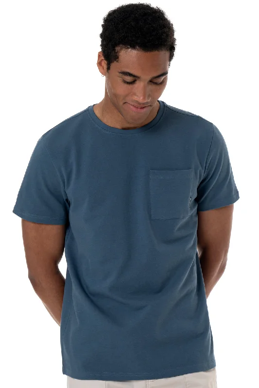 Men's Shirts with Lace-Up HemlinesPocket T-Shirt _ 152381 _ Blue