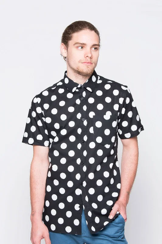 Men's Checkered Shirts for a Retro FeelThe Cali Short Sleeve Shirt Black with White Polkadots Men's Checkered Shirts for a Retro FeelThe Cali Short Sleeve Shirt Black with White Polkadots