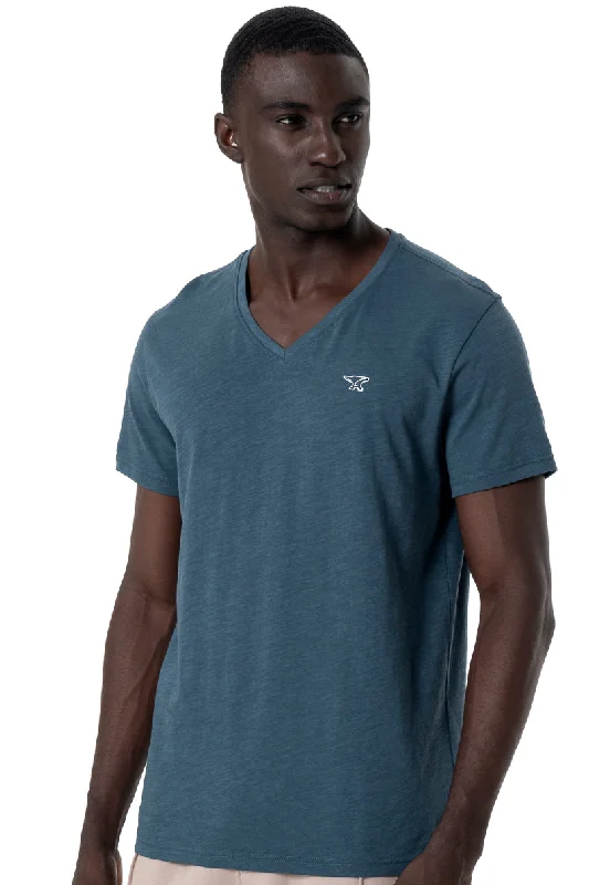 Men's Shirts with Asymmetrical HemlinesV-Neck T-Shirt _ 145358 _ Teal