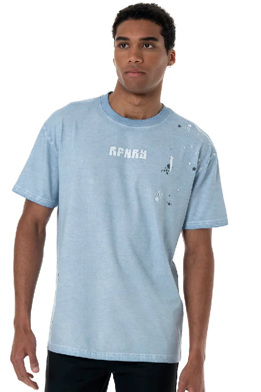Elegant Men's Dress ShirtsDirty Dye T-Shirt _ 154712 _ Blue