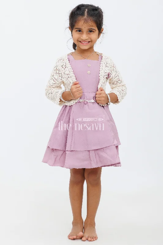 Girls Lavender Party Dress with Crochet Bolero and Double-Tiered Skirt