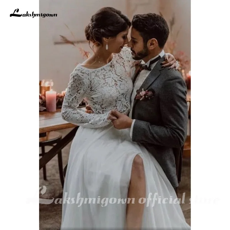 Roycebridal Lakshmigown Wedding Dress Boho Bohemian Long Sleeve Two Pieces 2 Bridal Gown Soft Lace And Chiffon For Women Elegant Beach Roycebridal Lakshmigown Wedding Dress Boho Bohemian Long Sleeve Two Pieces 2 Bridal Gown Soft Lace And Chiffon For Women Elegant Beach